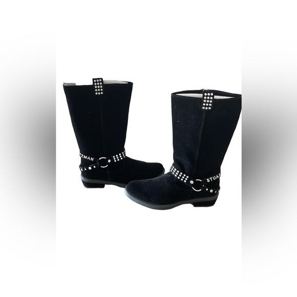NIB Stuart Weitzman Black Suede Saloon Women's Boots - Size 5 - Picture 4 of 11